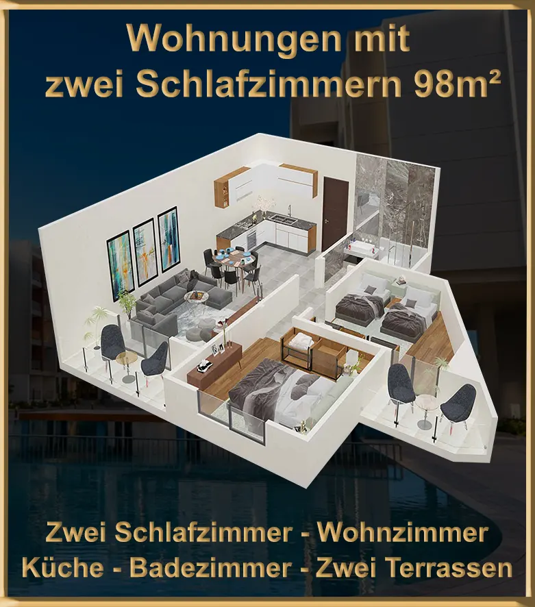 98 m² Apartments mit 2 Schlafzimmern in Hurghada zu verkaufen